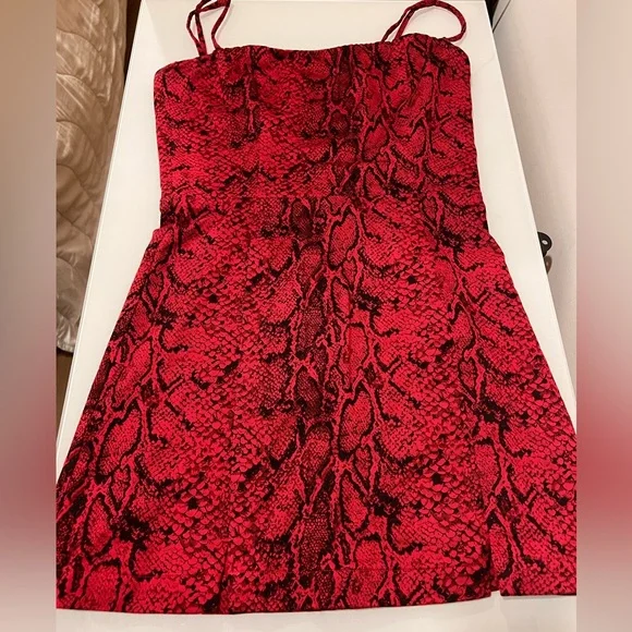 Reformation Red snake print mini dress, worn once - Picture 6 of 7